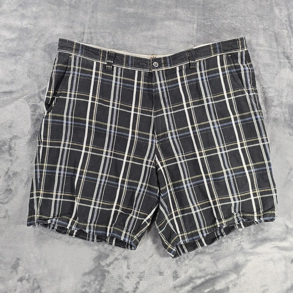 Tommy Bahama Shorts Mens 40 Black Check Silk Linen Blend Casual Beach Chino - Picture 1 of 9